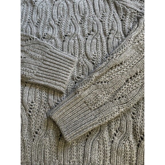 Lucky Brand Women's Shine Cable Knit Crewneck Sweater Top Heather Gray XL - Picture 7 of 10